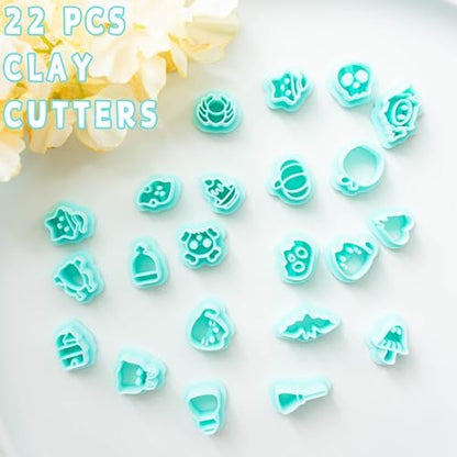 Tainsky Halloween Polymer Clay Cutters, 22 Shapes Halloween Studs Clay Earrings Cutters (Studs-B) - Image 2