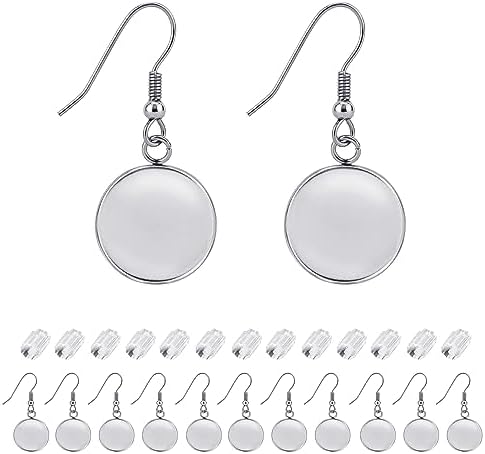 BEADNOVA Cabochon Setting Earring Hook 60pcs Blank Earring Bezel 10mm Stainless Steel Cabochon Setting Ear Wire Hook with Rubber Backs for Resin DIY Earwire Making (10mm, 60pcs) by BEADNOVA