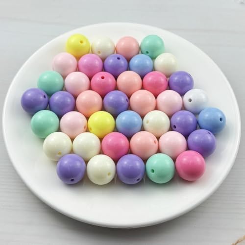 40pcs Acrylic Round Beads for Crafts 18mm Resin Candy Color Spacer Beads with Hole for Jewelry Making Sewing Crafts Decoration Necklaces Bracelets Earrings Supplies(Light Mix Colors) - Image 2