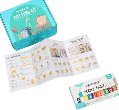 POTTREATIVE Air Dry Clay Pottery Kit - Home DIY Pottery Starter Kits with Air-Dry Clay，Sculpting Pottery Tools and Step-by-Step Guide - Great for Date Night, Arts Crafts Hobby - Image 4