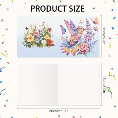 LazyFold 6 Pcs Diamond Painting Greeting Cards Kits for Adults,DIY Animals and Flowers Handmade Festival Greeting Cards withEnvelopes DIY Diamond Art Crafts Birthday Cards Creative Gift - Image 2