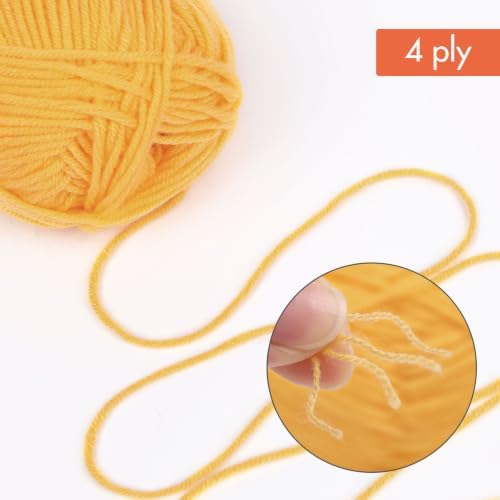 NICEEC 300g Soft Assorted Colors Yarn 100% Acrylic 870yds -Yellow9# - Image 2