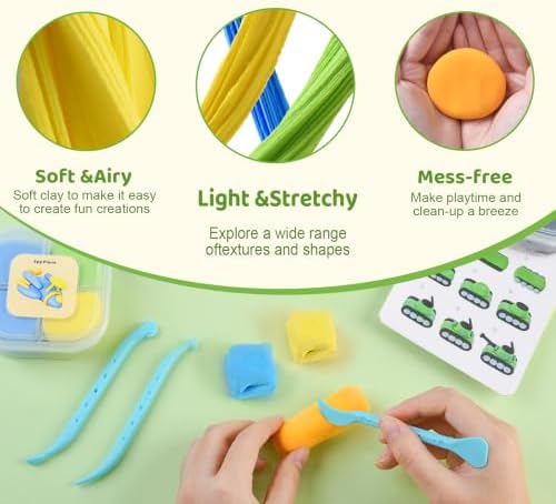 Both idea Air Dry Clay Air Kit Dry Modeling Set for 3-12 Kids Air Foam Tools DIY Clay Crafts, Air Dry Arts Clay Kits Modeling Clay Kit, Craft for Boys Classroom Birthday Party Toys - Image 4
