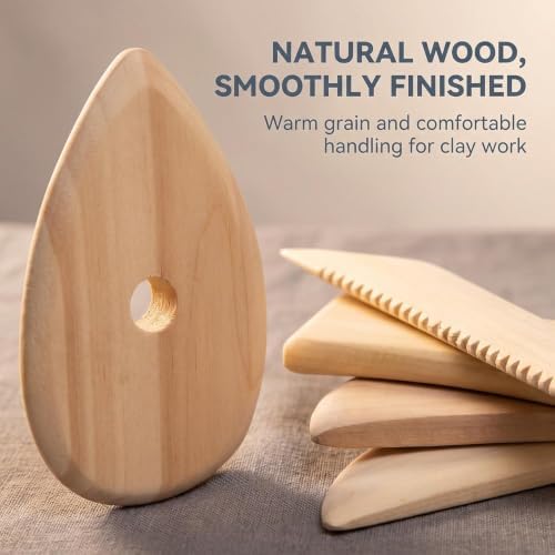 5 Pcs Wooden Pottery Clay Ribs Ceramic Potter Rib Ceramic Clay Sculpting Scrapers Tools Pottery Shaping Trimming Tools Ceramic Pottery Tools - Image 3