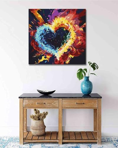 TOCARE Framed Paint by Numbers Kit for Adults Beginners & Kids Ages 8-12, 12x12inch Love Heart Paint by Number with Frame, Love Paint by Numbers Framed Canvas (Without Easel) - Image 7