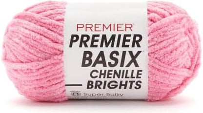 Premier Basix Chenille Brights, Bubblegum, Super Bulky Weight, 5.3oz,112yd by Premier