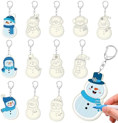 RattanView 24 Pcs Snowman Craft Keychains DIY Keychain, 12 Styles by RattanView