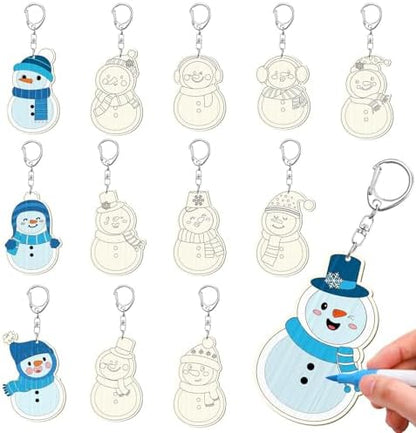 RattanView 24 Pcs Snowman Craft Keychains DIY Keychain, 12 Styles by RattanView