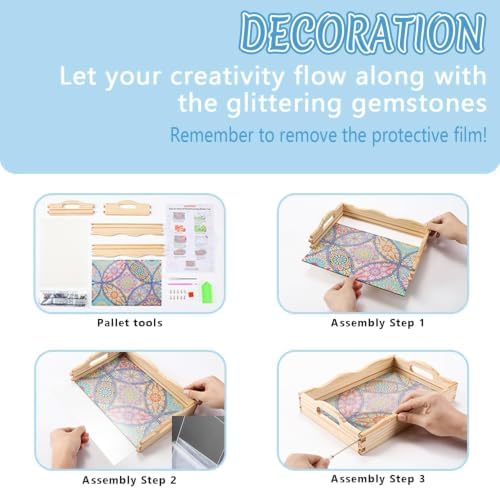 DOTSOPS Dog Diamond Painting Wooden Serving Tray with Handle for Adults - Image 3