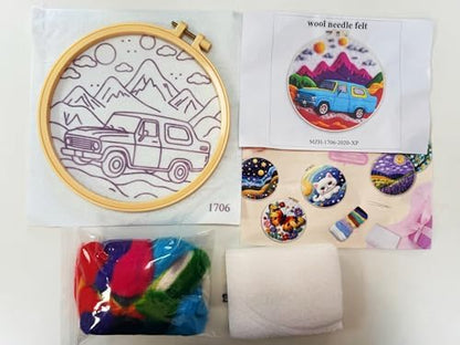 CaptainCrafts Needle Felting Kit for Adults Little Blue Car Pattern - Image 3