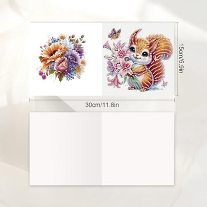 JISHSHAY 6 PCS Diamond Art Greeting Cards Animal Diamond Painting Birthday Cards Animal Gem Art Gem Painting Mosaic Kits for Adults for Thanksgiving Anniversary Valentine Graduation All-Occasion - Image 2