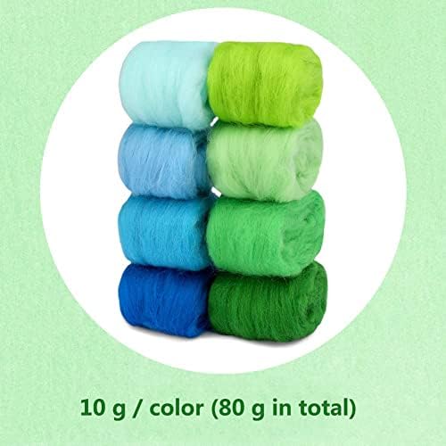 Wonvoc Needle Felting Wool 2.82oz /80g, 8 Colors Wool Roving (Spring) - Image 2
