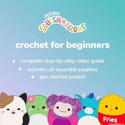 Original Squishmallows™ Crochet Kit – Archie Bag Charm, Axolotl Crochet Kit for Beginners with Yarn, Starter Hooks, Step-by-Step Tutorials, DIY Craft, Great Teen Gifts - Image 7
