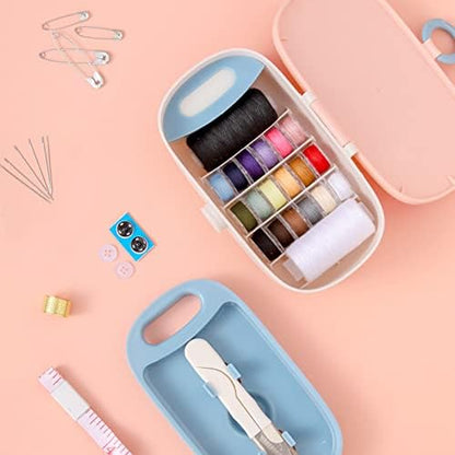 Missraza Sewing Kit, Portable Kit for Adults, Plastic Box Needle and Thread Accesories Supplies Pink 15.5x6cm(6.1x2.36in) - Image 3