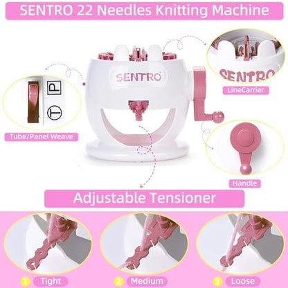 MericTop SENTRO Knitting Machine 22 Needle, Loom for Hats Scarves Socks - Image 3