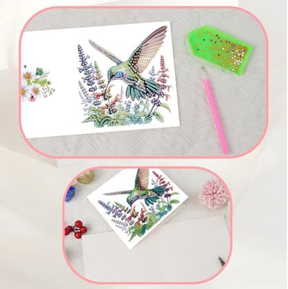 JISHSHAY 6 PCS Hummingbird Diamond Painting Greeting Cards Bird Diamond Art Birthday Cards with Envelopes Gem Art Gem Painting Mosaic Kits for Adults for Thanksgiving Birthday Anniversary Valentine - Image 6