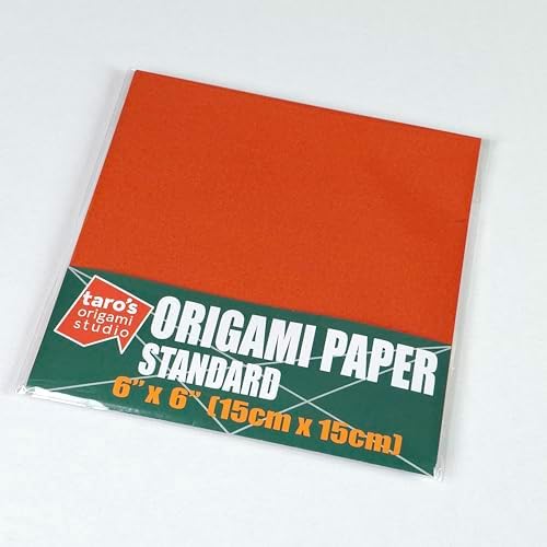 [Taro's Origami Studio] Standard 6 Inch One Sided Single Color (Brick Red) 50 Sheets (All Same Color) Square Easy Fold Premium Japanese Paper for Beginner (Made in Japan) - Image 3
