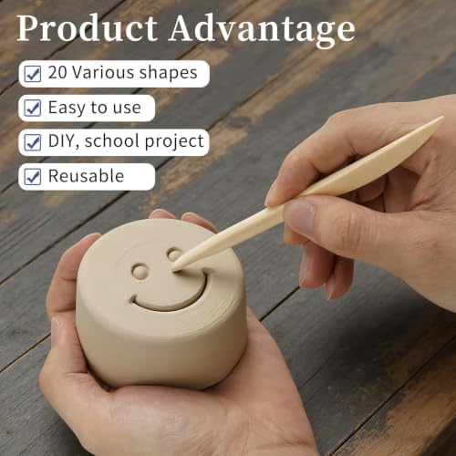 Decorniqu 100 Pcs 10 Set Plastic Clay Sculpting Tools Double Ended Pottery Modeling Clay Tools Reusable Polymer Carving Cutters Supplies for Carving Styling Embossing Air Dry Clay Crafts - Image 4