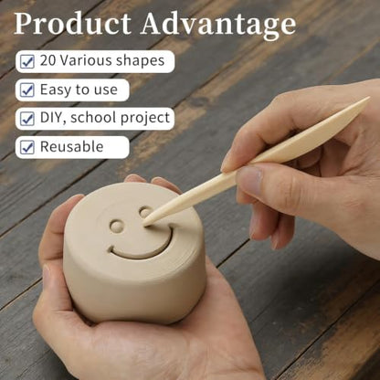 Decorniqu 100 Pcs 10 Set Plastic Clay Sculpting Tools Double Ended Pottery Modeling Clay Tools Reusable Polymer Carving Cutters Supplies for Carving Styling Embossing Air Dry Clay Crafts - Image 4
