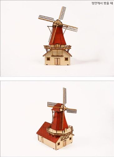Desktop Wooden Model Kit Dutch Windmill - Image 3
