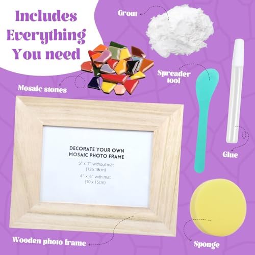 goldentime Decorate Your Own Mosaic Picture Frame - DIY Mosaic Craft Kits Fun Arts and Crafts for Adults Birthday Christmas Father's Day Mother’s Day Gifts - Image 2