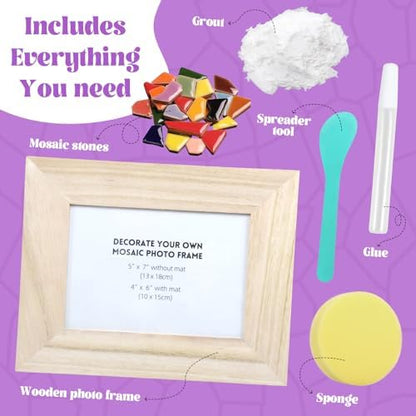goldentime Decorate Your Own Mosaic Picture Frame - DIY Mosaic Craft Kits Fun Arts and Crafts for Adults Birthday Christmas Father's Day Mother’s Day Gifts - Image 2