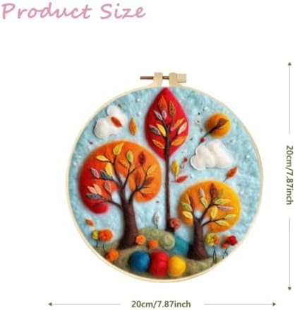 CaptainCrafts Needle Felting Kit, Wool Felt Supplies, Embroidery Hoops, Wool Painting Tools Needle Felting Starter Kit for DIY Decoration (Autumn Trees) - Image 2