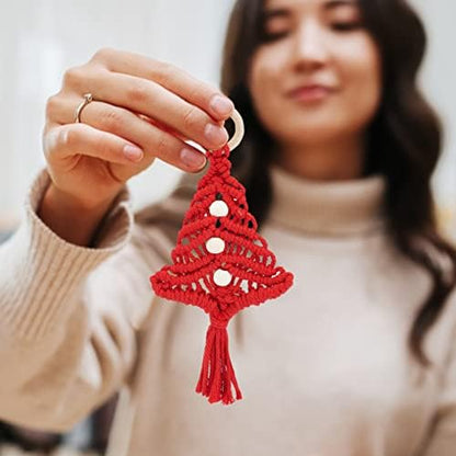 FREEBLOSS 3 Set Christmas Tree Macrame DIY Kit for Beginners Christmas Tree Hanging Ornaments for Holiday Wall Hanging - Image 5