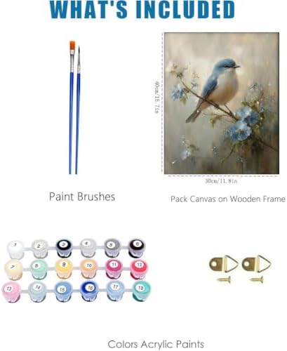 Blue Bird Paint by Numbers Kit for Adults, Color By Numbers for Adults - Image 5