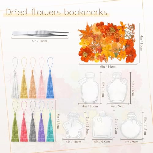 Taobary 91 Pcs DIY Dried Flowers Bookmarks Transparent, Warm Color - Image 2