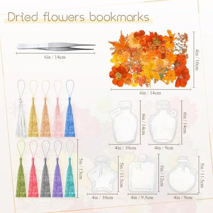 Taobary 91 Pcs DIY Dried Flowers Bookmarks Transparent, Warm Color - Image 2