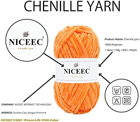 NICEEC 6 Skeins Soft Chenille Yarn 6x85m(6x93yds,6x50g)_Halloween Series - Image 2