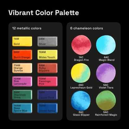 ARTISTRO Metallic Watercolor Paint Set with Palette & Brush Pens - 18 Color - Image 3