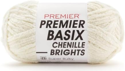 Premier Basix Chenille Brights, Winter White, Bulky Weight, 5.3 oz, 75 yd by Premier