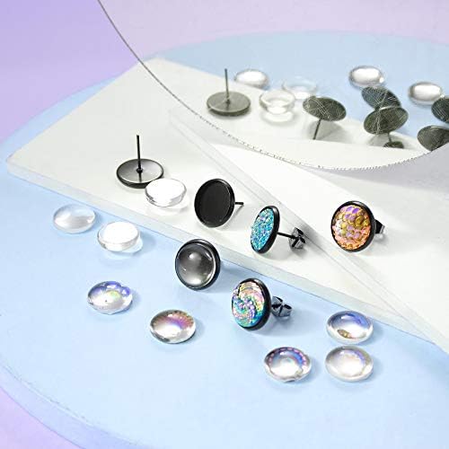 Hicarer 300 Pcs Earring Posts, Black with Black and Clear - Image 4