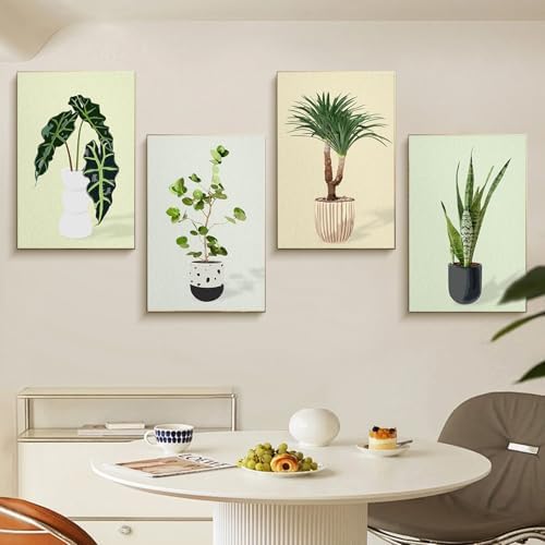 4 Pack Framed Paint by Numbers Kit for Adults Green Plant with Wooden Easel - Image 2