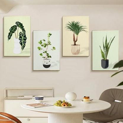 4 Pack Framed Paint by Numbers Kit for Adults Green Plant with Wooden Easel - Image 2