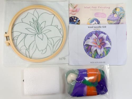 CaptainCrafts Needle Felting Kit for Adults Lily Flowers Pattern - Image 3