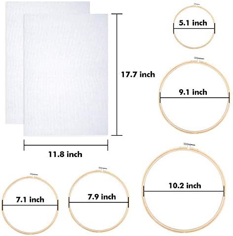INSCRAFT 304 Pack Embroidery Kit, 200 Colors Threads, 5 Pcs Bamboo Embroidery Hoops, 2 Pcs Aida Cloth, Instructions, Bag and Cross Stitch Tools Set, Hand Embroidery Starter Kit for Beginners Adults - Image 4