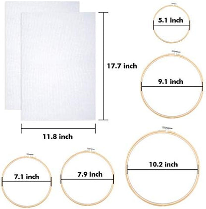 INSCRAFT 304 Pack Embroidery Kit, 200 Colors Threads, 5 Pcs Bamboo Embroidery Hoops, 2 Pcs Aida Cloth, Instructions, Bag and Cross Stitch Tools Set, Hand Embroidery Starter Kit for Beginners Adults - Image 4