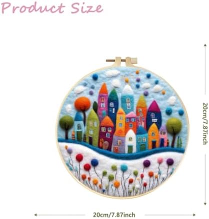 CaptainCrafts Needle Felting Kit, Wool Felt Supplies, Embroidery Hoops, Wool Painting Tools Needle Felting Starter Kit for DIY Decoration (A Colourful City) - Image 2