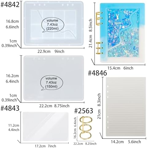 DIY Resin Shaker Journal Kit Diorama - Complete Set with Notebook Molds, Binder Refills - Image 2