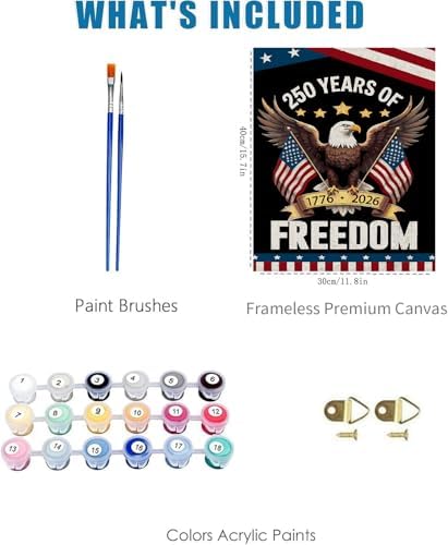 American Eagle Paint by Numbers Kit for Adults Framed Canvas, Frameworkless - Image 3
