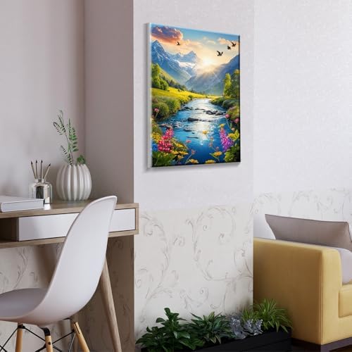 ATDMS Paint by Numbers Kit for Adults with Frame Landscape Paint by Number with Easel Mountain Easy Adult Paint by Number Kits Sunset Paint by Numbers Kit on Canvas for Gift Home Wall Decor 8x12 Inch - Image 5