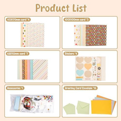 DIY Greeting Card Kits Includes 16 Cards 16 Envelopes with Decoration Accessories Handmade DIY Greeting Card Making Kits Personalized for Kids Adults(green) - Image 6