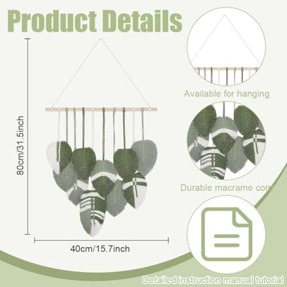 ORIGACH DIY Macrame Leaf Wall Tapestry Kit for Beginners Adults Easy Macrame Leaves Boho Wall Hanging kit for Nursery Living Room Bedroom Decor - Image 3