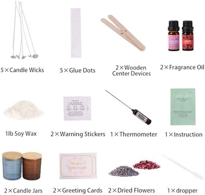 DARJEN Candle Making Kit for Beginners, 2 Jars Soy Wax Scented DIY Set - Image 2