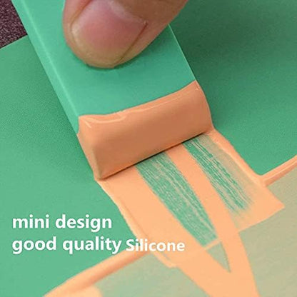 JAJADO 5 Packs Mini Squeegee, Silk Printing Squeegees for Chalk Paste, Self-Adhesive Stencil Screen Scraper Printing Tool Small Squeegee Turquoise Silicone for Transfer Chalk Paint Stencil Ink - Image 2