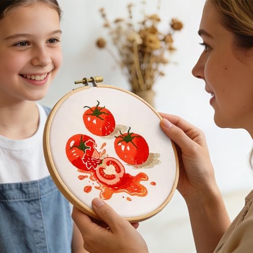 Tomato Embroidery Kits for Beginners Adults, Hand Embroidery Starter Kit, Cross Stitch Kits for Beginners DIY Craft Kits for Adults Women, Entire Set of Embroidery Supplies【Full-length Video Tutorial】 - Image 4