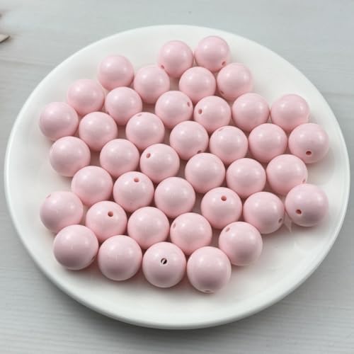 40pcs Acrylic Round Beads for Crafts 18mm Resin Candy Color Spacer Beads with Hole for Jewelry Making Sewing Crafts Decoration Necklaces Bracelets Earrings Supplies(Light Pink) - Image 2